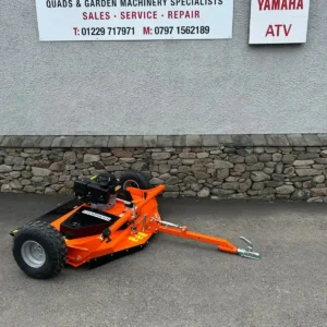 Orange Chapman rotary topper with A-frame tow hitch